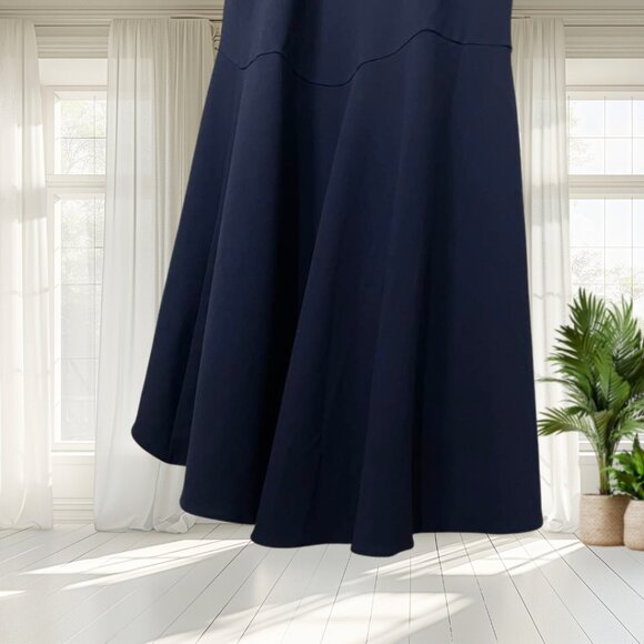 Betsy & Adam Navy Blue Ruffle High-Low Gown Size 14 NWT | Elegant Formal Dress - Picture 6 of 15